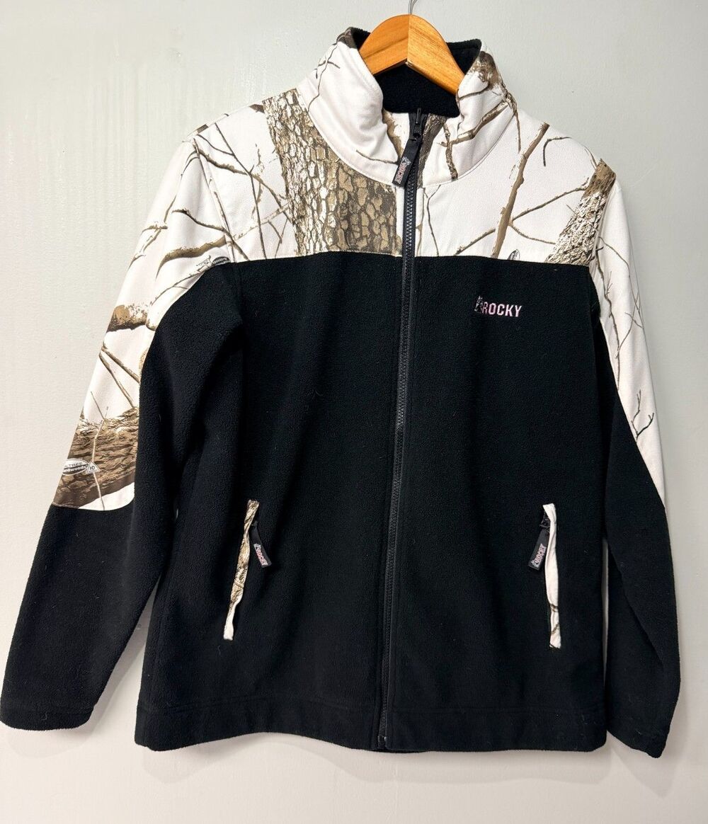 Rocky Women's L Realtree Camo Black Full Zip Fleece Hunting Jacket
